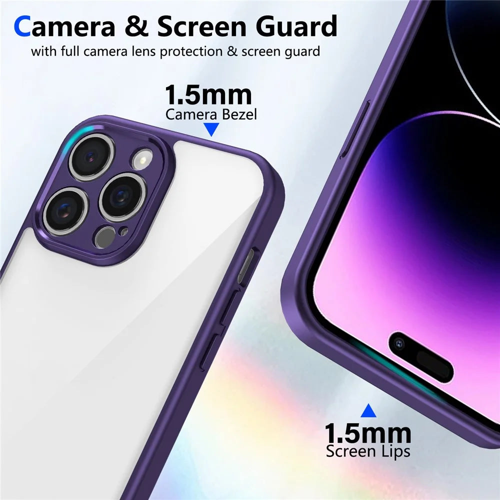 For iPhone 14 Pro Max Case Matte Skin Touch Clear PC + TPU Shockproof Phone Back Cover - Purple - 4