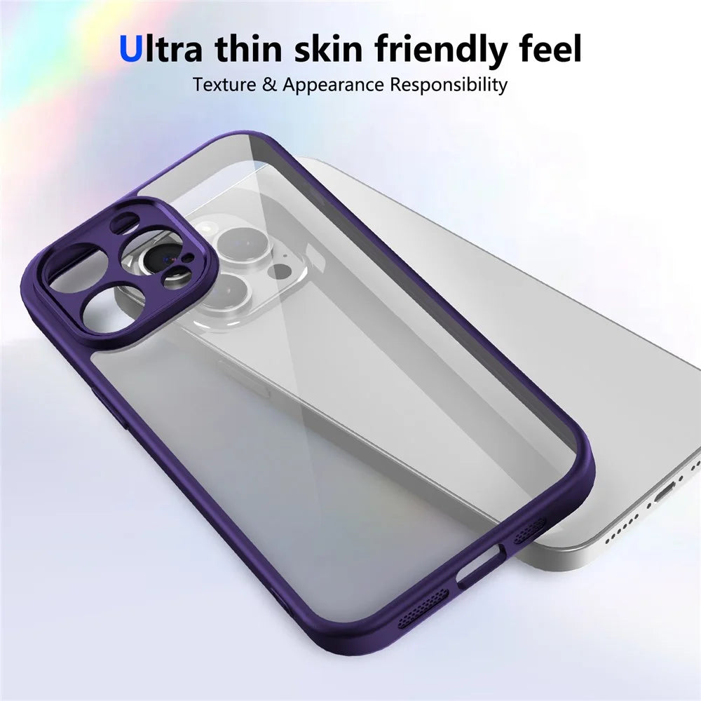 For iPhone 14 Pro Max Case Matte Skin Touch Clear PC + TPU Shockproof Phone Back Cover - Purple - 5