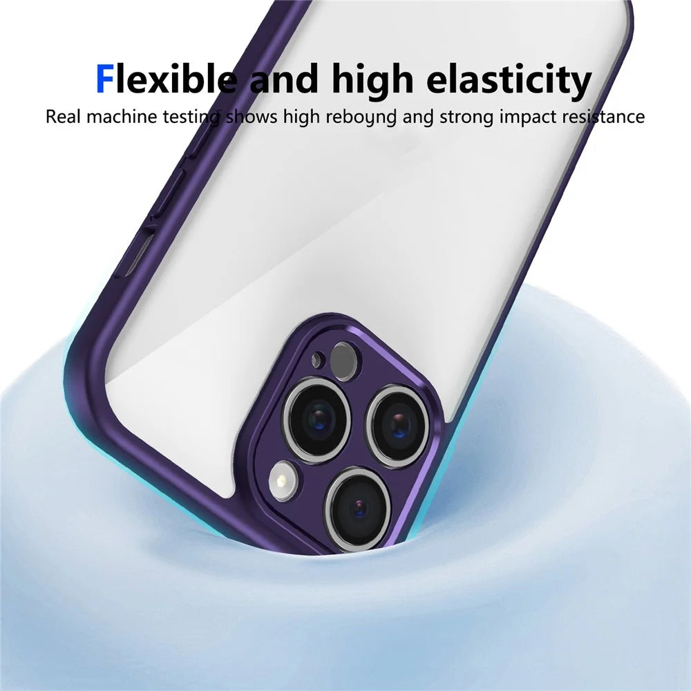 For iPhone 14 Pro Case Matte Skin Touch Clear PC + TPU Shockproof Phone Back Cover - Purple - 3