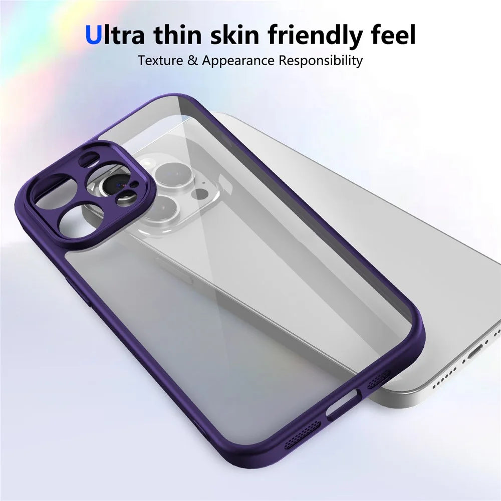 For iPhone 14 Pro Case Matte Skin Touch Clear PC + TPU Shockproof Phone Back Cover - Purple - 5