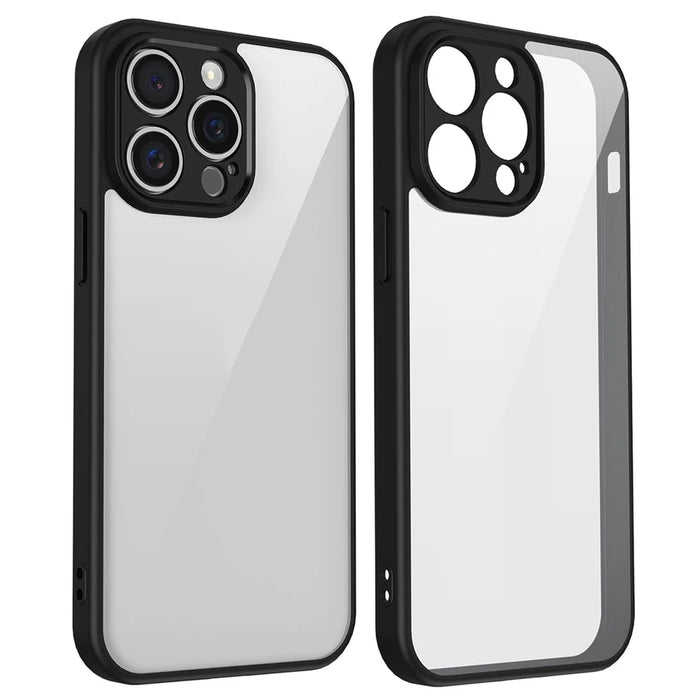 For iPhone 13 Pro Max Case Matte Skin Touch Clear PC + TPU Shockproof Phone Back Cover - Black - 2