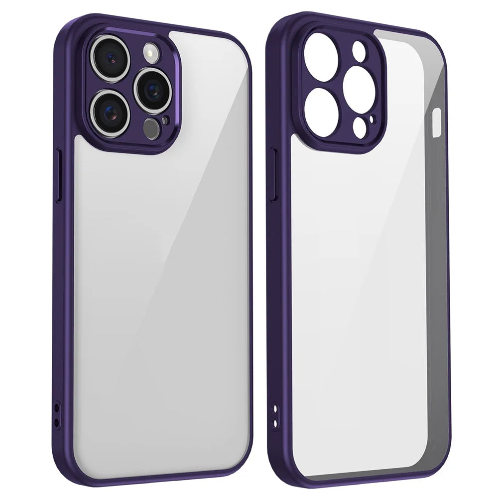 For iPhone 13 Pro Case Matte Skin Touch Clear PC + TPU Shockproof Phone Back Cover - Purple - 2