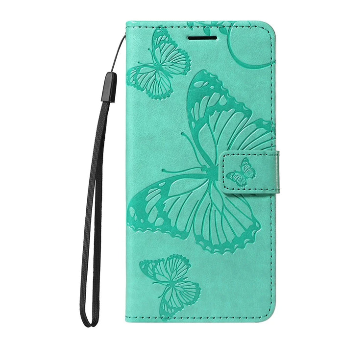 For iPhone Air Wallet Case Floral Butterfly Imprinted Leather Phone Cover Stand -  Green - 7