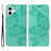 For iPhone 17 Wallet Case Floral Butterfly Imprinted Leather Phone Cover Stand -  Green - 1
