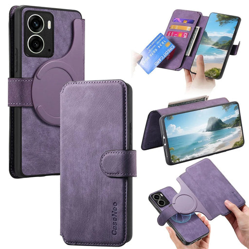 CASENEO For Realme 14 5G Magnetic Case  Detachable Leather Phone Wallet Cover - Purple - 1