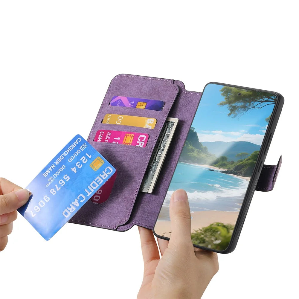CASENEO For Realme 14 5G Magnetic Case  Detachable Leather Phone Wallet Cover - Purple - 7