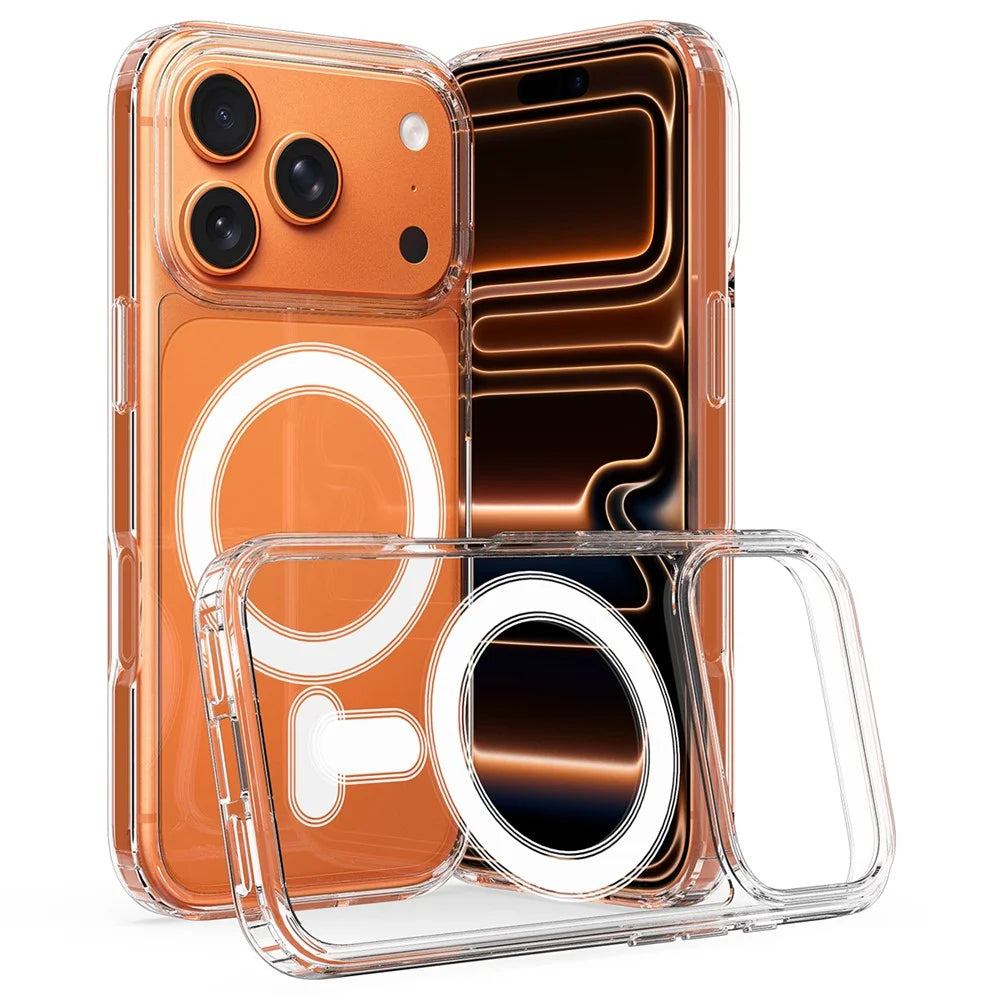 For iPhone 17 Pro Max Clear Phone Case Compatible with MagSafe TPU+Acrylic Back Cover - Clear - 1