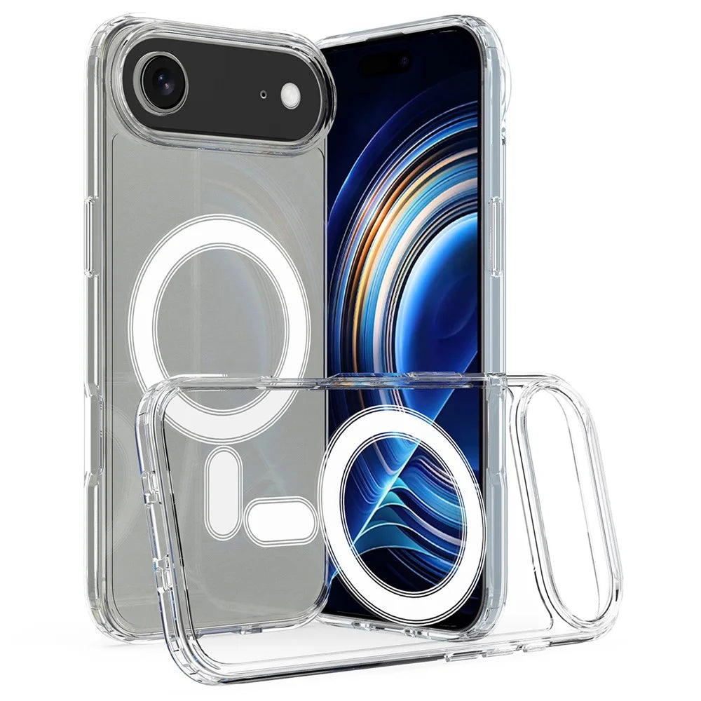 For iPhone Air Clear Phone Case Compatible with MagSafe TPU+Acrylic Back Cover - Clear - 1