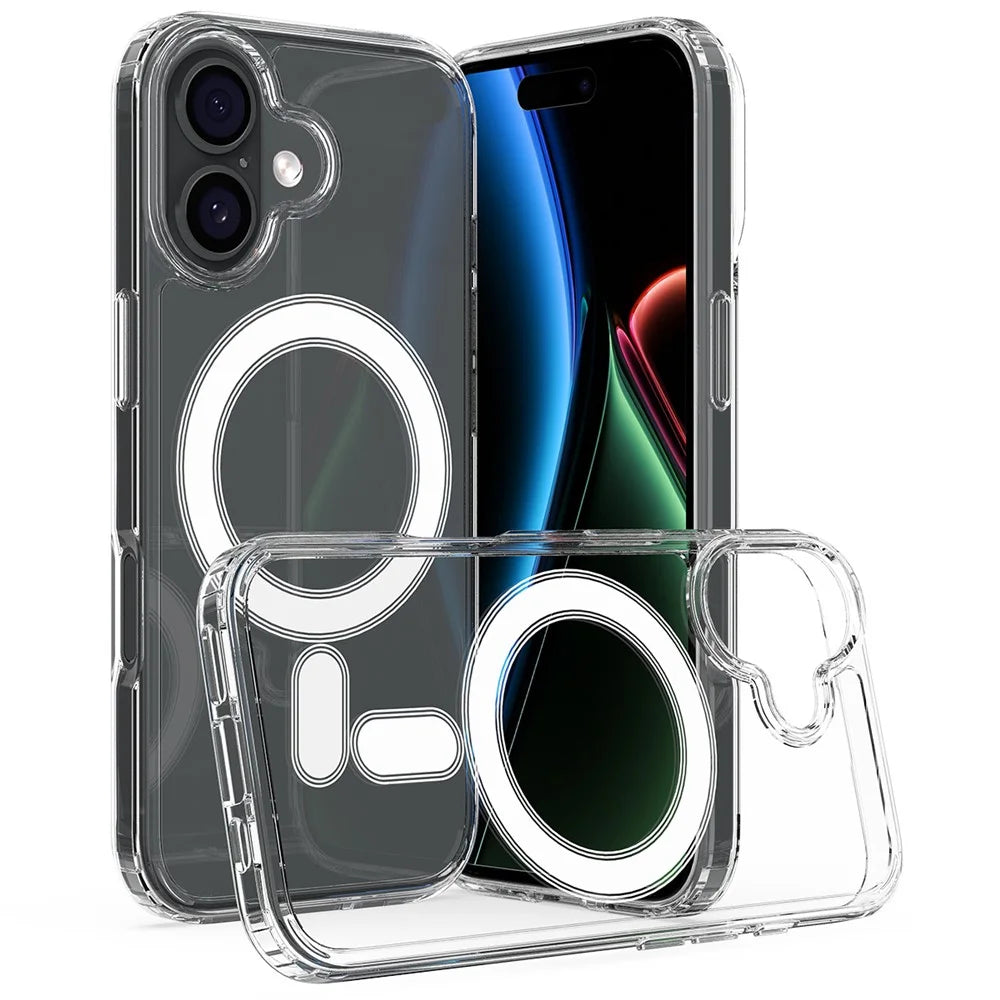 For iPhone 17 Clear Phone Case Compatible with MagSafe TPU+Acrylic Back Cover - Clear - 2