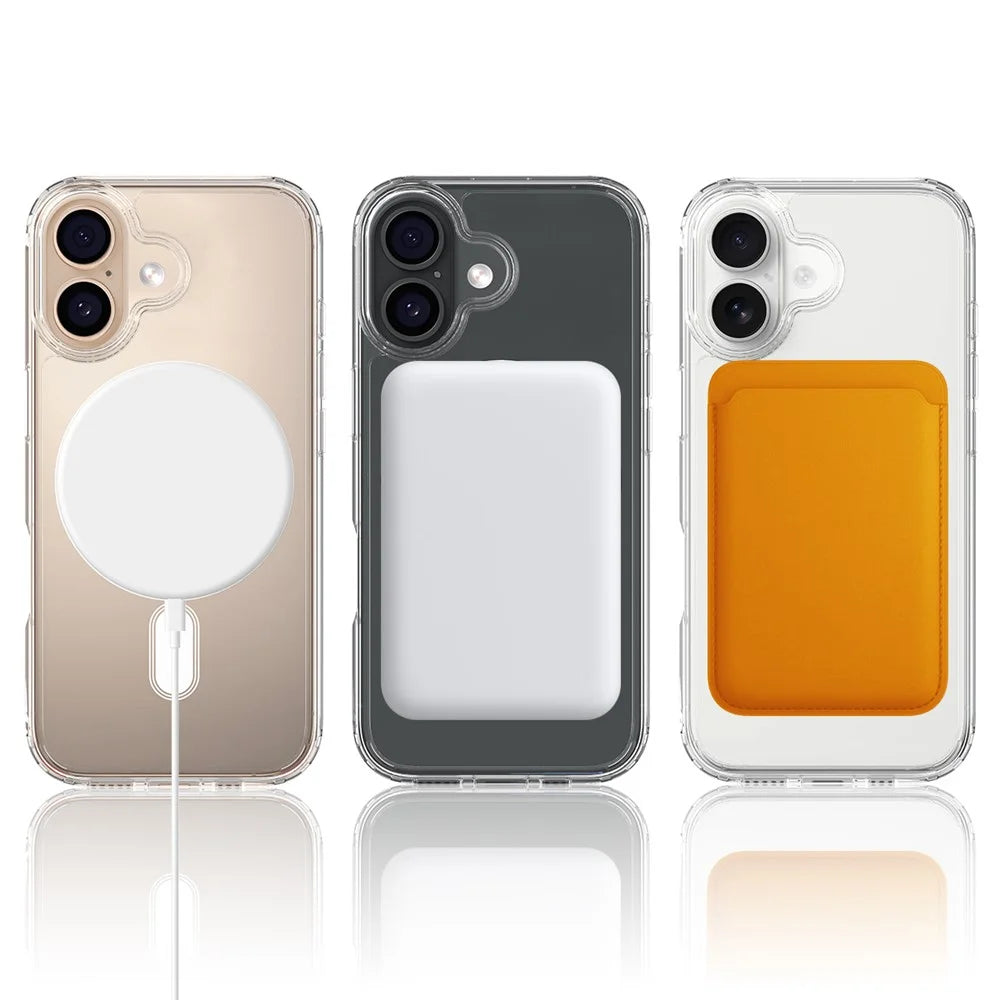 For iPhone 17 Clear Phone Case Compatible with MagSafe TPU+Acrylic Back Cover - Clear - 4