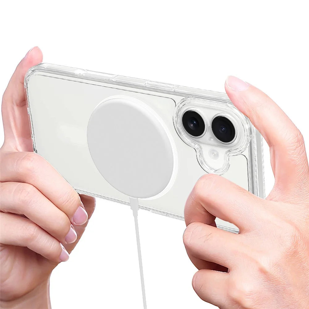 For iPhone 17 Clear Phone Case Compatible with MagSafe TPU+Acrylic Back Cover - Clear - 6