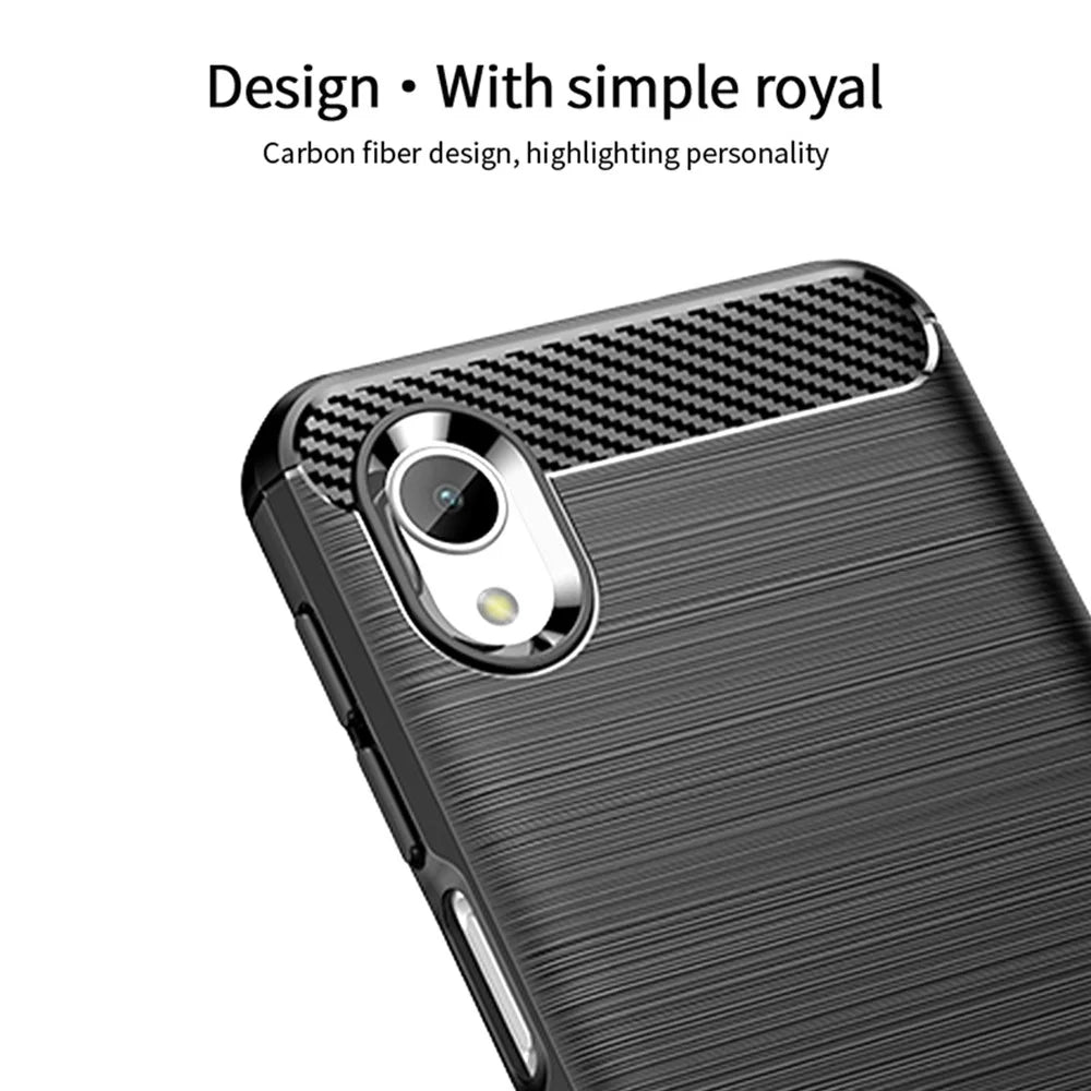 MOFI JK TPU Series-1 for Samsung Galaxy A23e / A22e Carbon Fiber Texture Anti-fingerprints Phone Case Soft TPU Brushed Surface Protective Cover - Black - 5