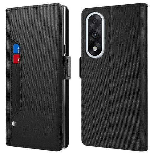 For OnePlus Nord 5 5G / Ace 5 Ultra 5G Case Stand PU Leather Phone Cover Card Holder Mirror - Black - 1