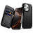 MELKCO For iPhone 16 Pro Case Compatible with MagSafe Card Slots Genuine Cow Leather Phone Cover - Black - 1