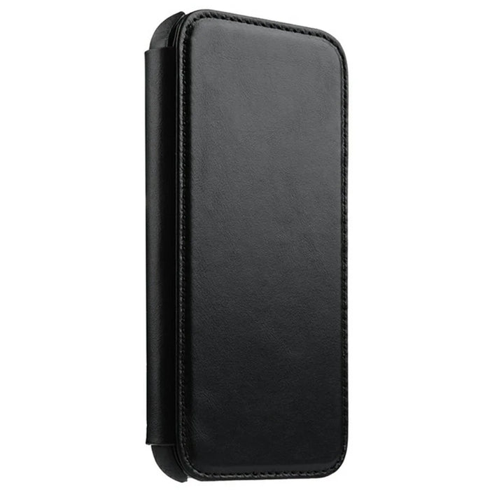 MELKCO For iPhone 16 Pro Case Compatible with MagSafe Card Slots Genuine Cow Leather Phone Cover - Black - 6