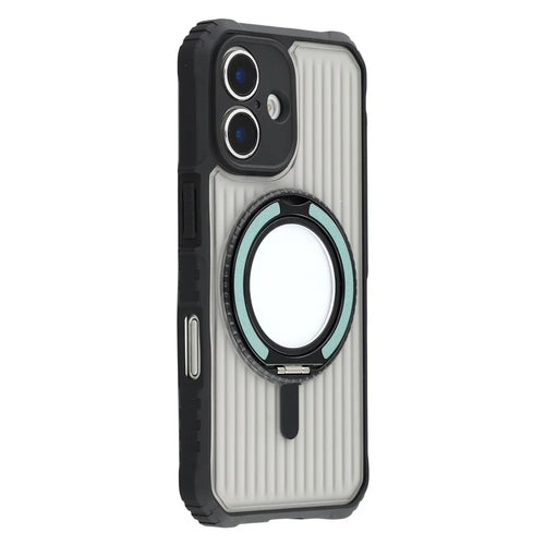 For iPhone 16 Magnetic Case with Kickstand PC + TPU Phone Back Cover - Cyan - 1