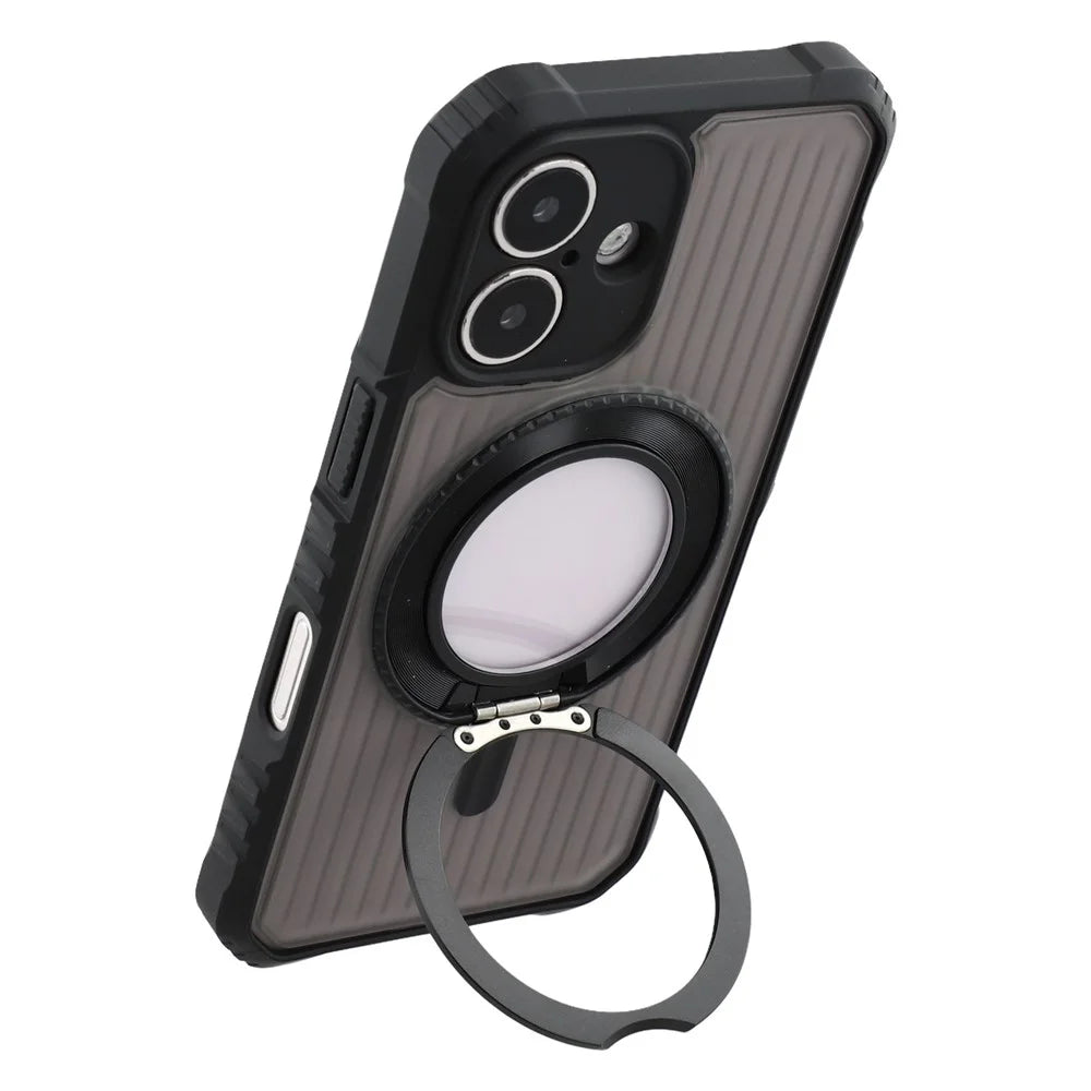 For iPhone 16 Magnetic Case with Kickstand PC + TPU Phone Back Cover - Cyan - 4