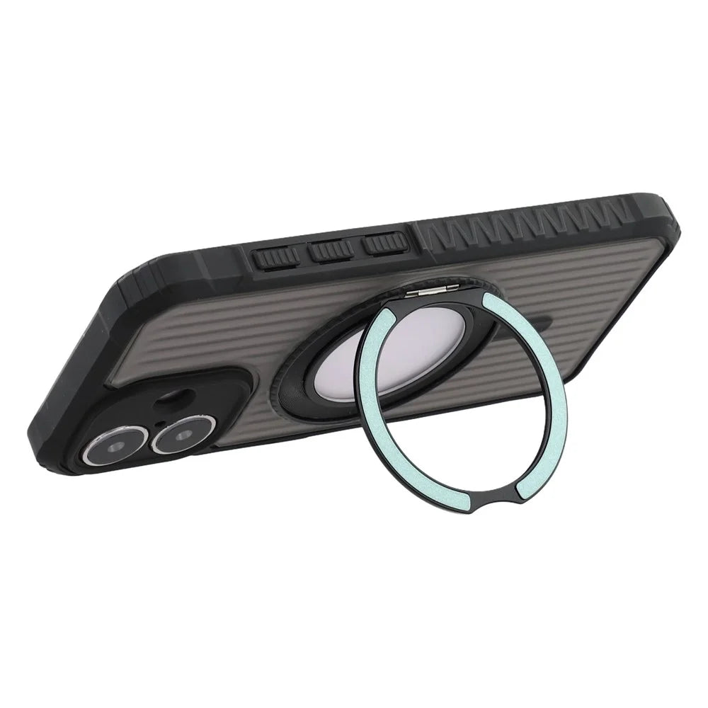 For iPhone 16 Magnetic Case with Kickstand PC + TPU Phone Back Cover - Cyan - 5