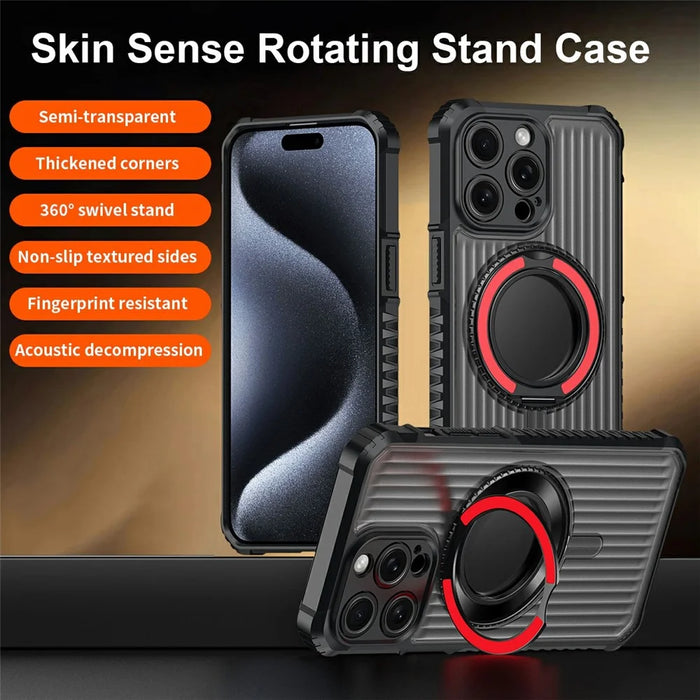 For iPhone 15 Pro Max Magnetic Case with Kickstand PC + TPU Phone Back Cover - Sapphire - 2