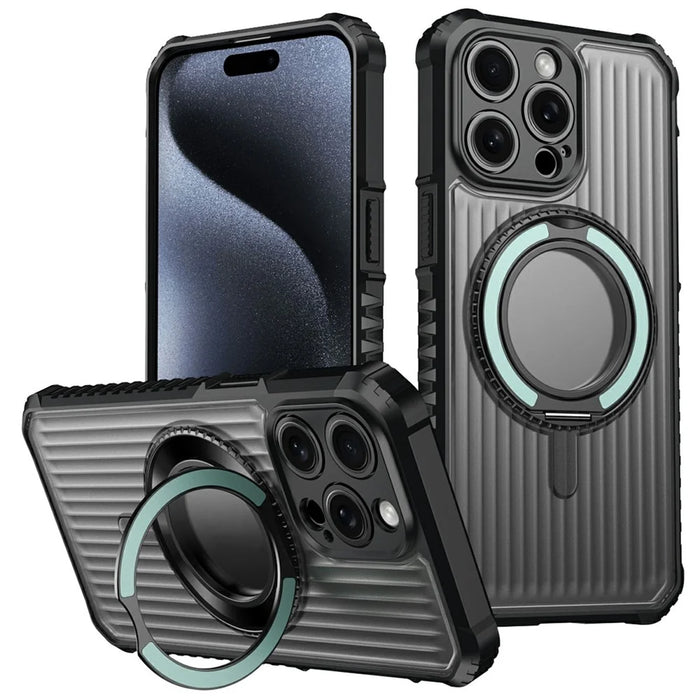 For iPhone 14 Pro Magnetic Case with Kickstand PC + TPU Phone Back Cover - Cyan - 1