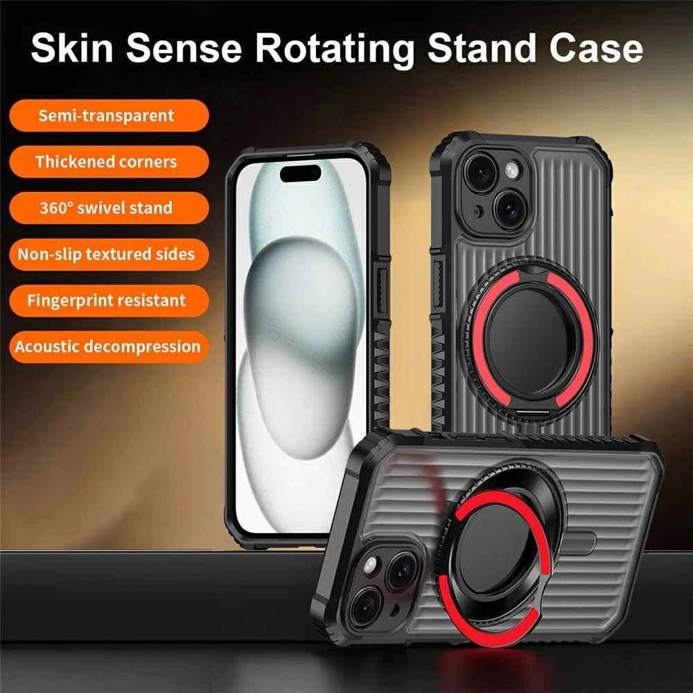For iPhone 14 Magnetic Case with Kickstand PC + TPU Phone Back Cover - Red - 2