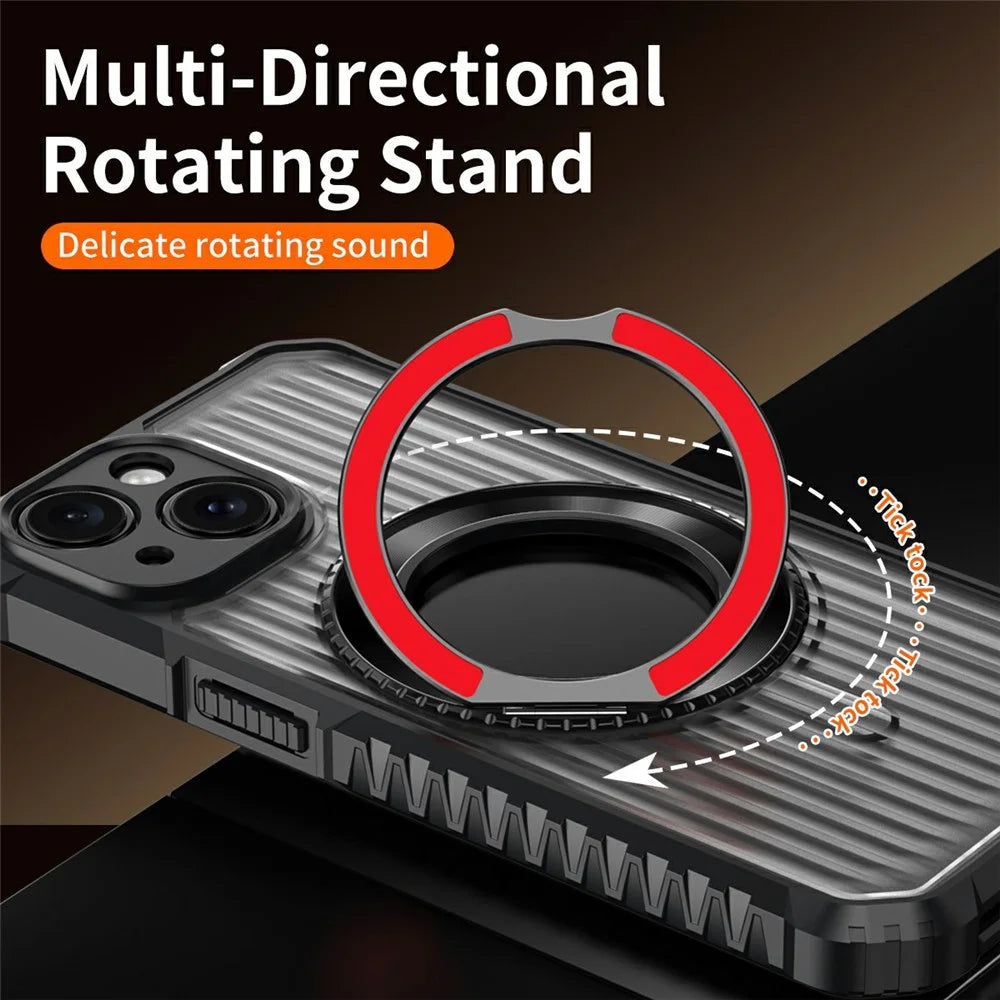 For iPhone 14 Magnetic Case with Kickstand PC + TPU Phone Back Cover - Red - 3