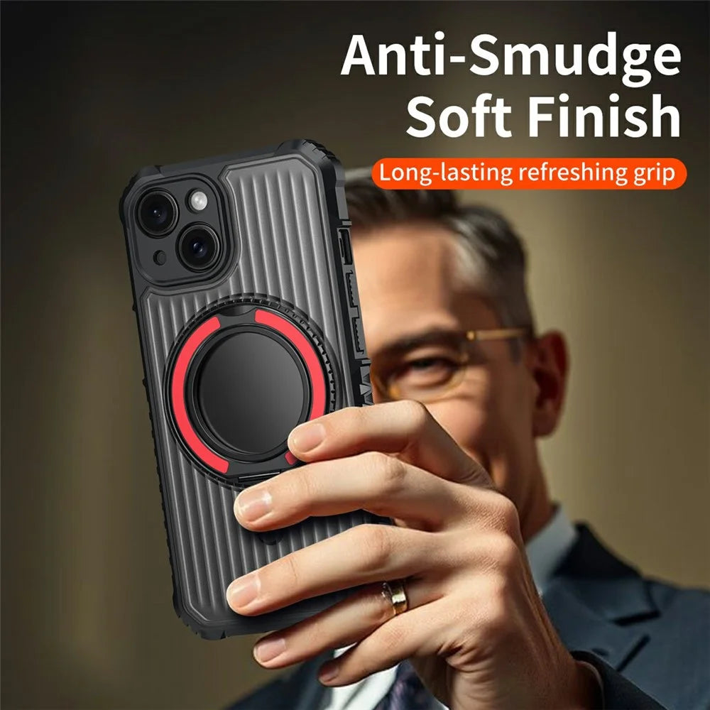 For iPhone 14 Magnetic Case with Kickstand PC + TPU Phone Back Cover - Red - 5