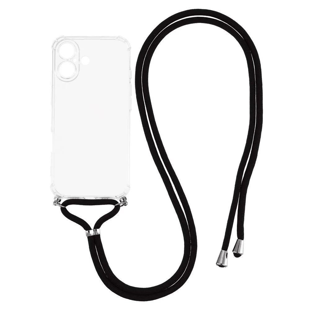 For iPhone 17 Case Reinforced Corner TPU Clear Phone Cover with Lanyard - 1