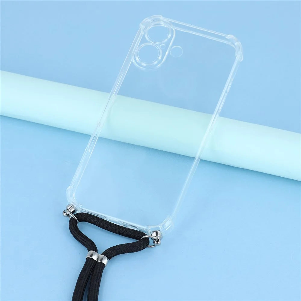 For iPhone 17 Case Reinforced Corner TPU Clear Phone Cover with Lanyard - 2