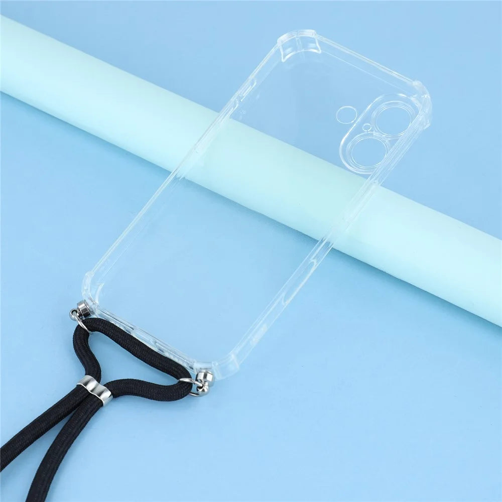 For iPhone 17 Case Reinforced Corner TPU Clear Phone Cover with Lanyard - 3