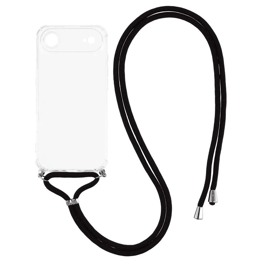 For iPhone Air Case Reinforced Corner TPU Clear Phone Cover with Lanyard - 1
