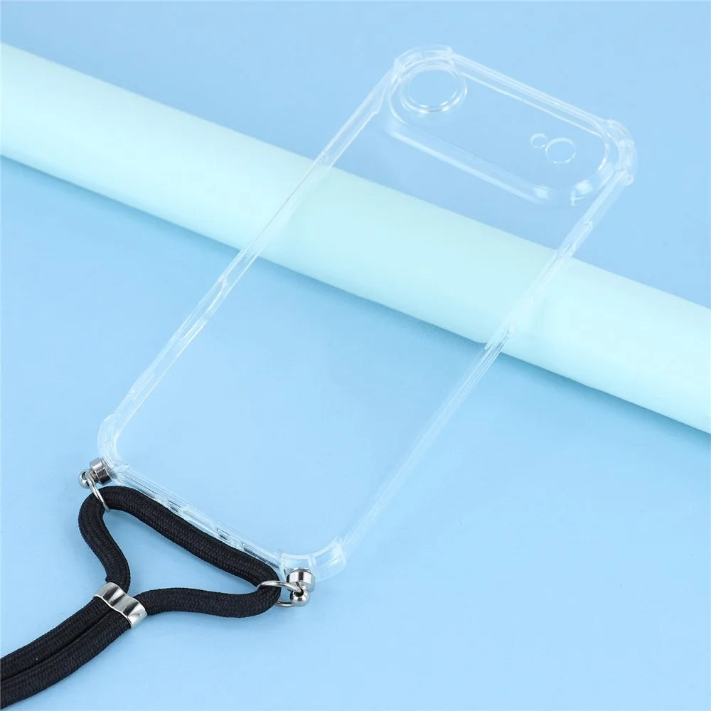 For iPhone Air Case Reinforced Corner TPU Clear Phone Cover with Lanyard - 3