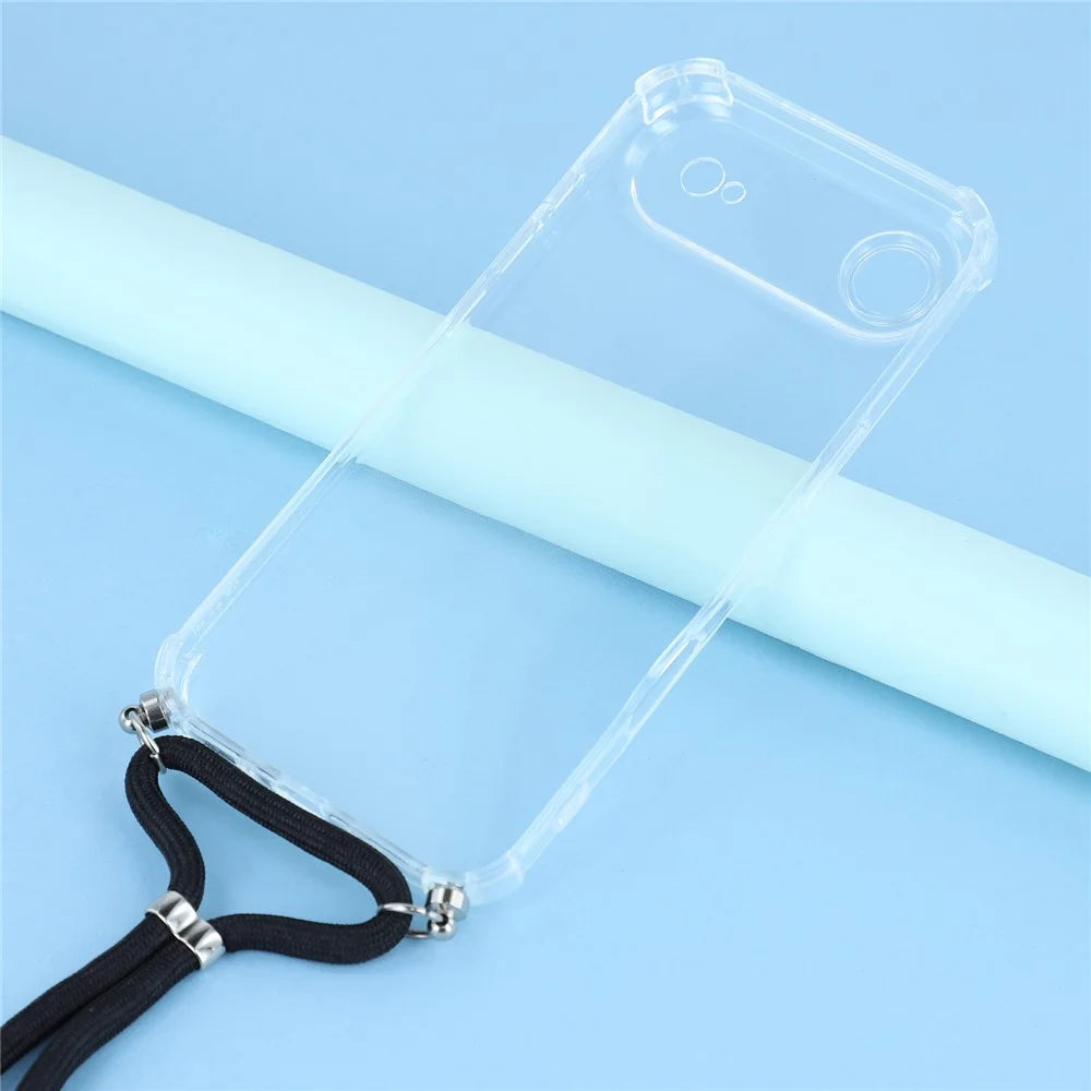 For iPhone Air Case Reinforced Corner TPU Clear Phone Cover with Lanyard - 4