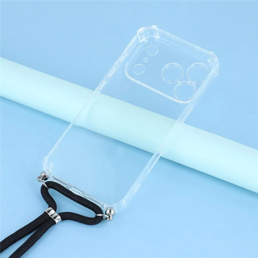 For iPhone 17 Pro Max Case Reinforced Corner TPU Clear Phone Cover with Lanyard - 3