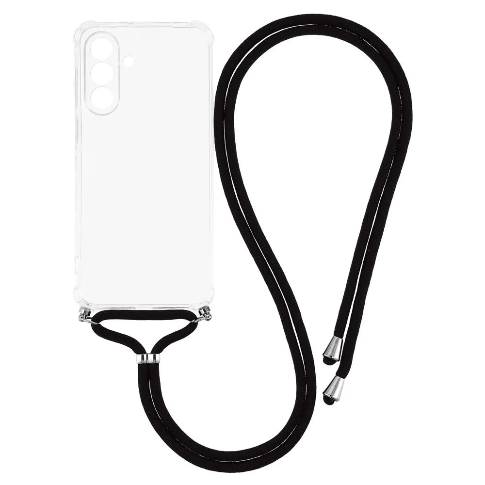 For Samsung Galaxy A18 5G / A18 4G / A17 5G / A17 4G Case Reinforced Corner TPU Clear Phone Cover with Lanyard - 1