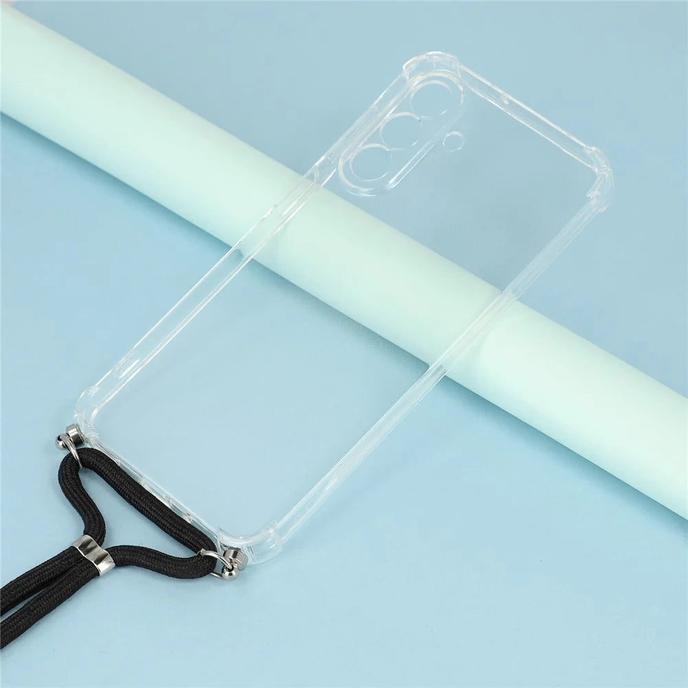 For Samsung Galaxy A18 5G / A18 4G / A17 5G / A17 4G Case Reinforced Corner TPU Clear Phone Cover with Lanyard - 2