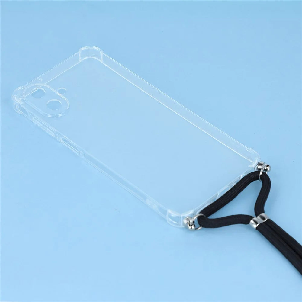 For Samsung Galaxy A08 5G / A08 4G / A07 4G Case Reinforced Corner TPU Clear Phone Cover with Lanyard - 2