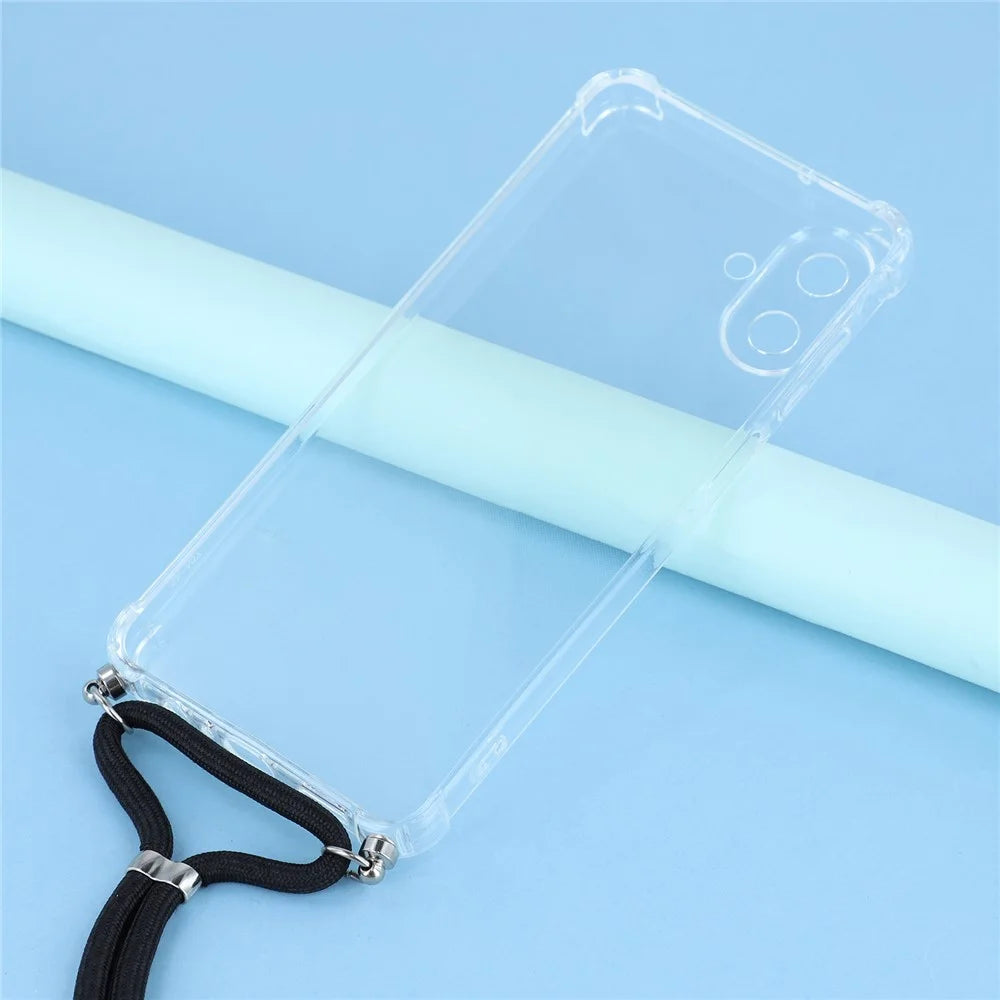 For Samsung Galaxy A08 5G / A08 4G / A07 4G Case Reinforced Corner TPU Clear Phone Cover with Lanyard - 4