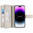 For iPhone 14 Pro Max Case Zipper Pocket Wallet Color Splicing Leather Flip Phone Cover with Straps - Lake Blue - 2