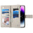 For iPhone 14 Pro Max Case Zipper Pocket Wallet Color Splicing Leather Flip Phone Cover with Straps - Lake Blue - 5