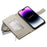 For iPhone 14 Pro Max Case Zipper Pocket Wallet Color Splicing Leather Flip Phone Cover with Straps - Lake Blue - 6