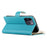 For iPhone 14 Pro Max Case Zipper Pocket Wallet Color Splicing Leather Flip Phone Cover with Straps - Lake Blue - 7