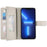 For iPhone 13 Pro Max Case Zipper Pocket Wallet Color Splicing Leather Flip Phone Cover with Straps - Lake Blue - 2