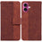 For iPhone 17 Case Geometry Pattern Leather Wallet Phone Cover with Wrist Strap - Brown - 1