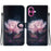 For iPhone 17 Wallet Phone Case Anti-Drop Leather Flip Cover Pattern Printing with Strap - Purple Peony - 1