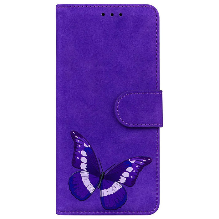 For iPhone 17 Stand Case PU Leather Phone Cover Butterfly Printed - Purple - 7