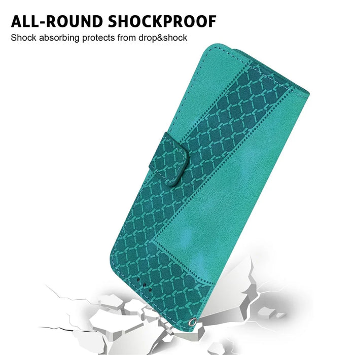 For iPhone 17 Stand Case 7-Shaped Pattern Imprint Leather Phone Cover with Strap - Green - 6