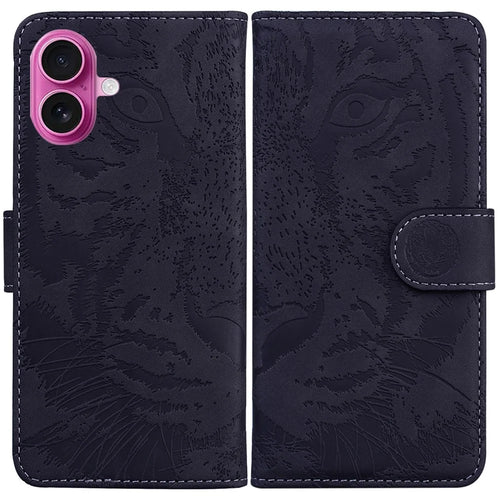 For iPhone 17 Case Tiger Imprint Leather Wallet Phone Cover - Black - 1