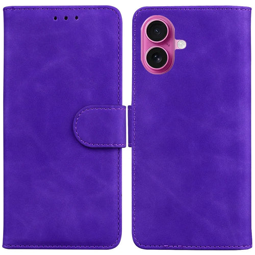 For iPhone 17 Case Solid Color Leather Wallet Phone Cover - Purple - 1
