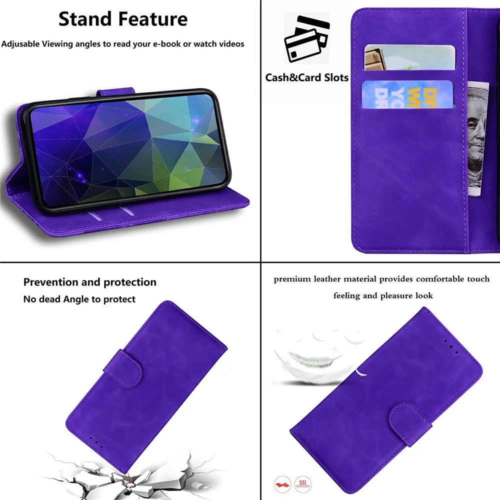 For iPhone 17 Case Solid Color Leather Wallet Phone Cover - Purple - 4
